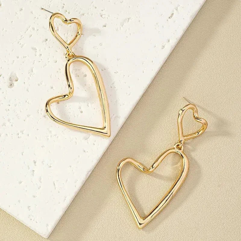 Modern Style Heart Shape Alloy Women Drop Earrings