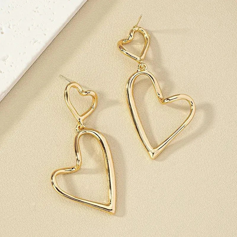 Modern Style Heart Shape Alloy Women Drop Earrings