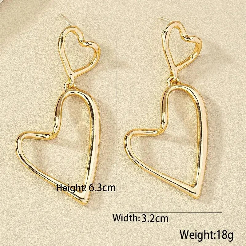 Modern Style Heart Shape Alloy Women Drop Earrings