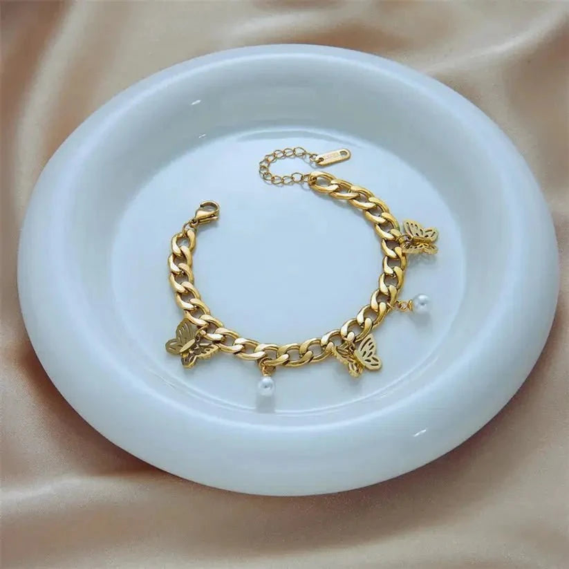 Pearl & Butterfly Bracelet